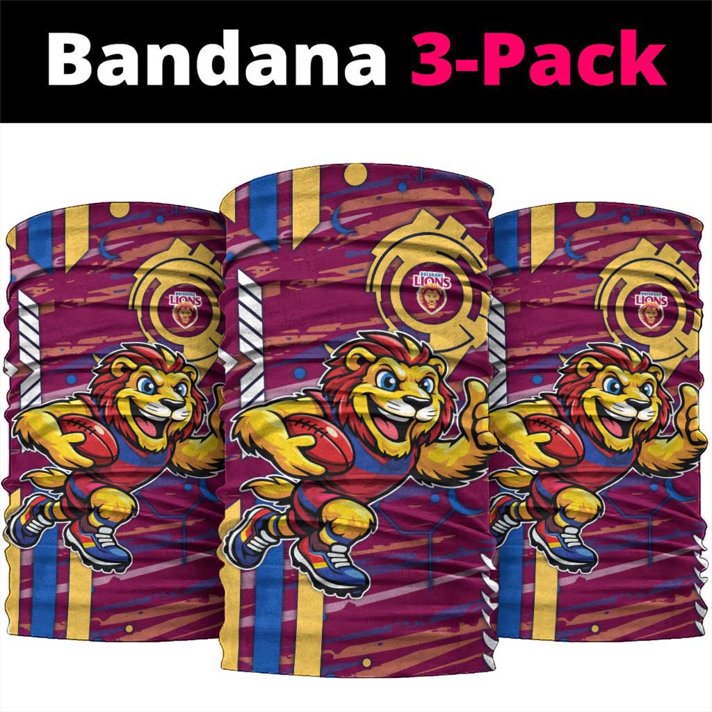 Brisbane Lions Neck Gaiter Mascot Cartoon Football Illustration Style