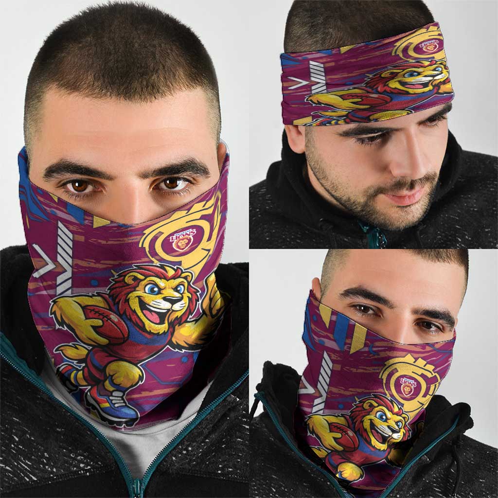 Brisbane Lions Neck Gaiter Mascot Cartoon Football Illustration Style