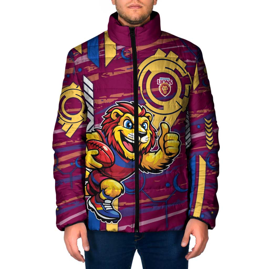 Brisbane Lions Padded Jacket Mascot Cartoon Football Illustration Style