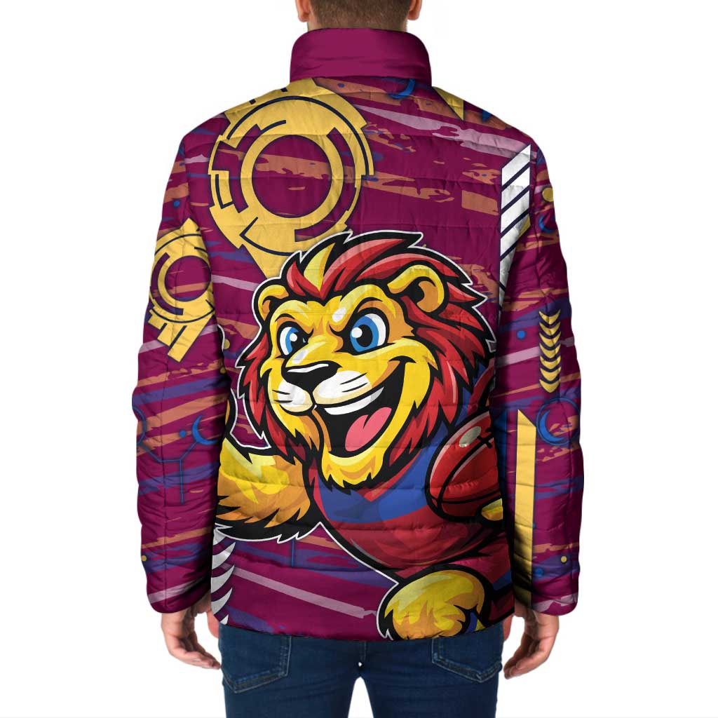Brisbane Lions Padded Jacket Mascot Cartoon Football Illustration Style