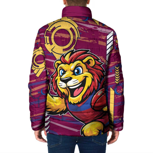 Brisbane Lions Padded Jacket Mascot Cartoon Football Illustration Style