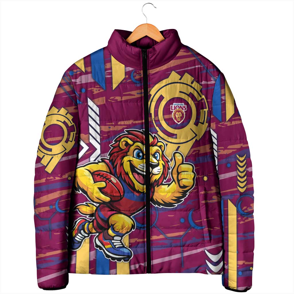 Brisbane Lions Padded Jacket Mascot Cartoon Football Illustration Style