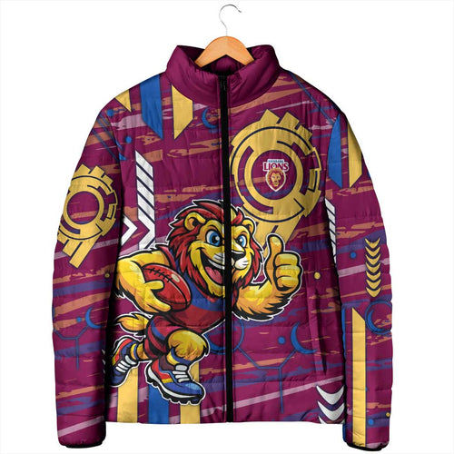 Brisbane Lions Padded Jacket Mascot Cartoon Football Illustration Style