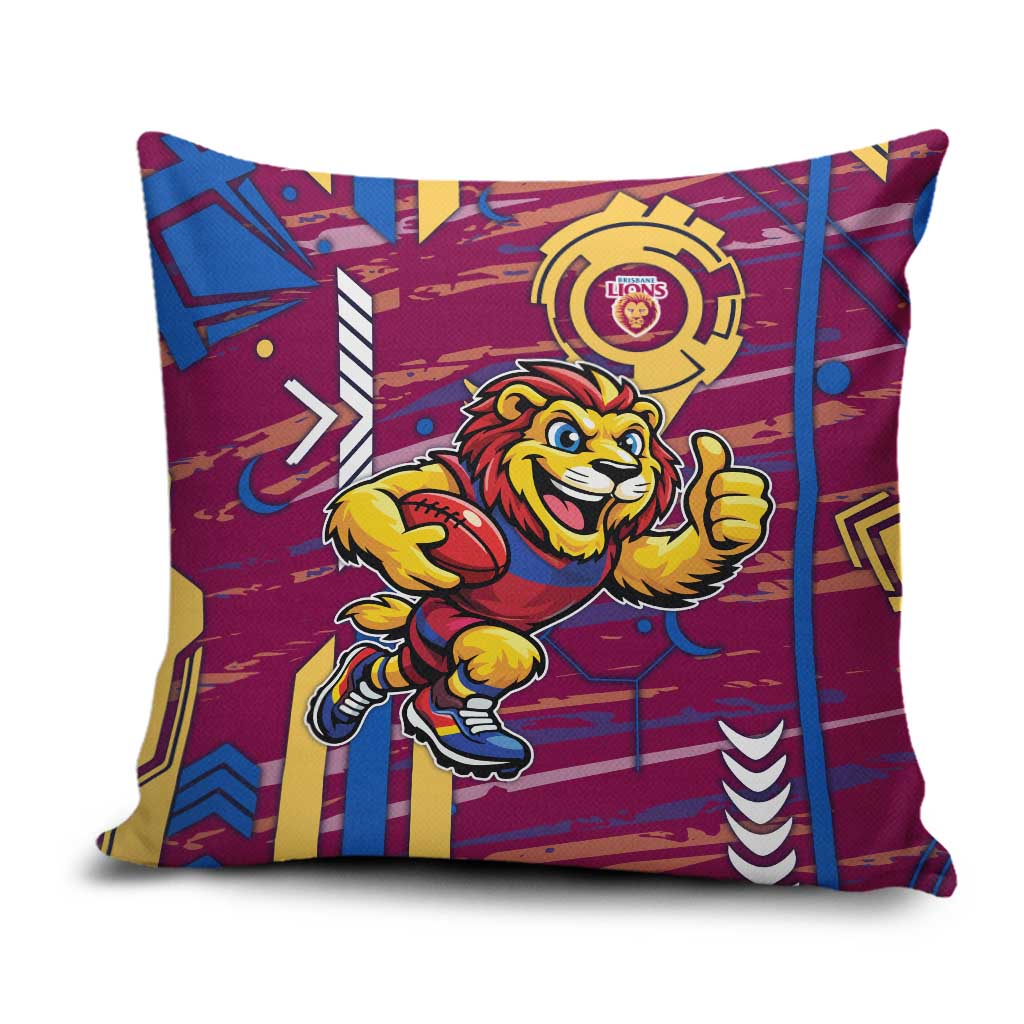 Brisbane Lions Pillow Cover Mascot Cartoon Football Illustration Style