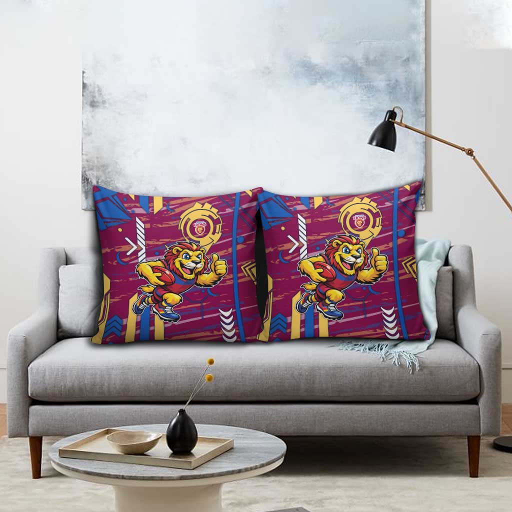 Brisbane Lions Pillow Cover Mascot Cartoon Football Illustration Style