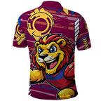 Brisbane Lions Polo Shirt Mascot Cartoon Football Illustration Style