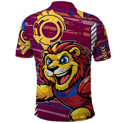 Brisbane Lions Polo Shirt Mascot Cartoon Football Illustration Style