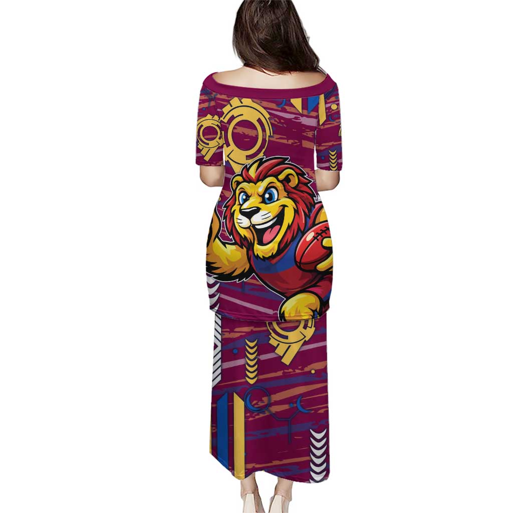 Brisbane Lions Puletasi Mascot Cartoon Football Illustration Style