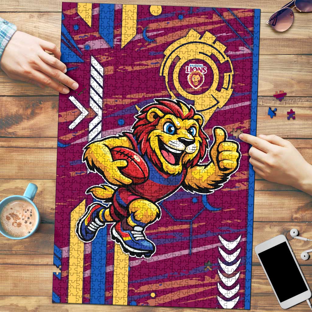 Brisbane Lions Puzzle Mascot Cartoon Football Illustration Style