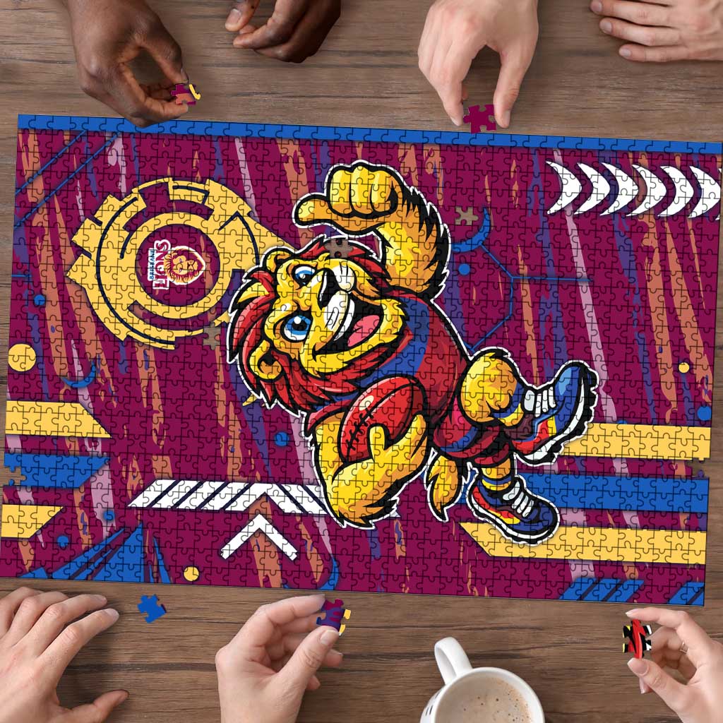 Brisbane Lions Puzzle Mascot Cartoon Football Illustration Style