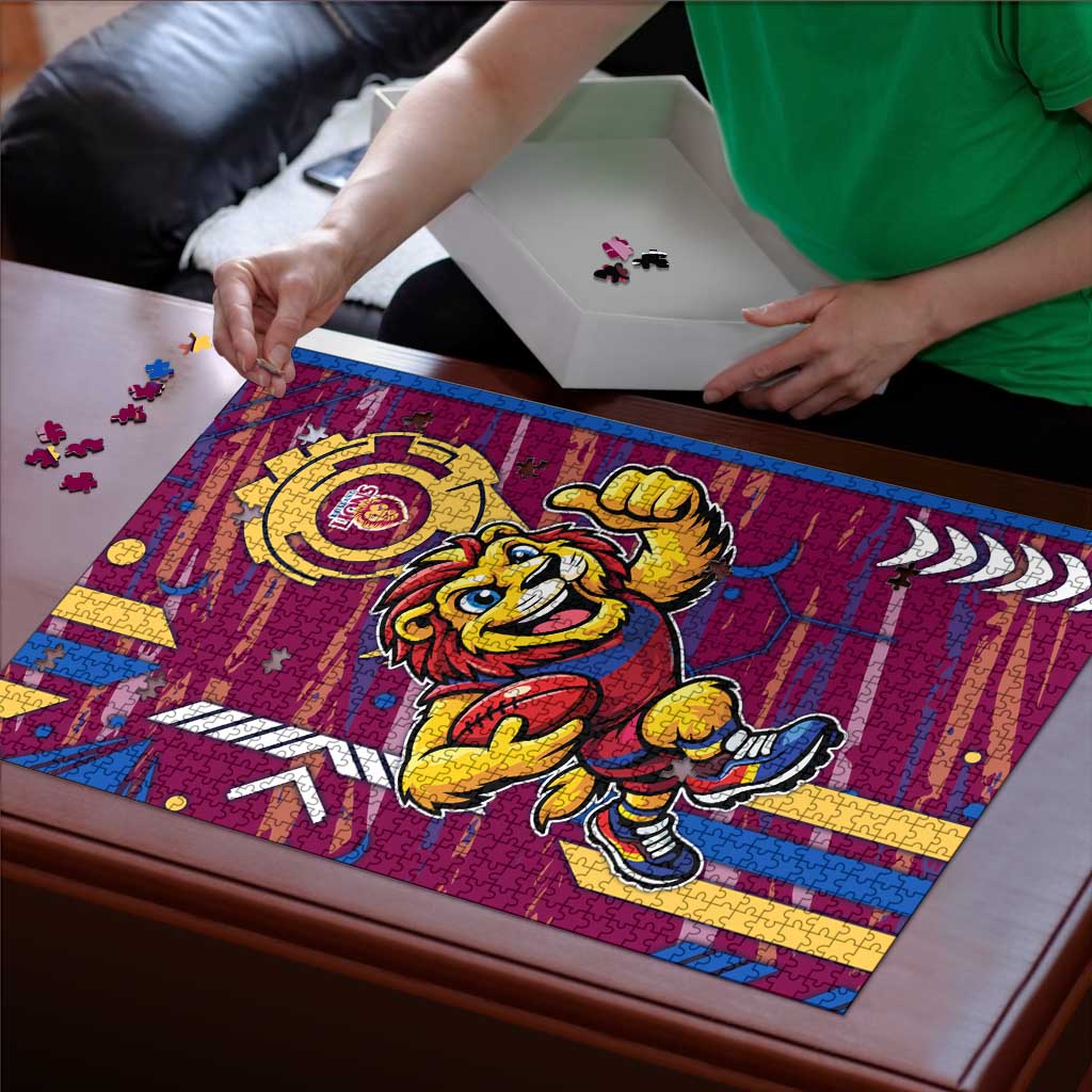 Brisbane Lions Puzzle Mascot Cartoon Football Illustration Style
