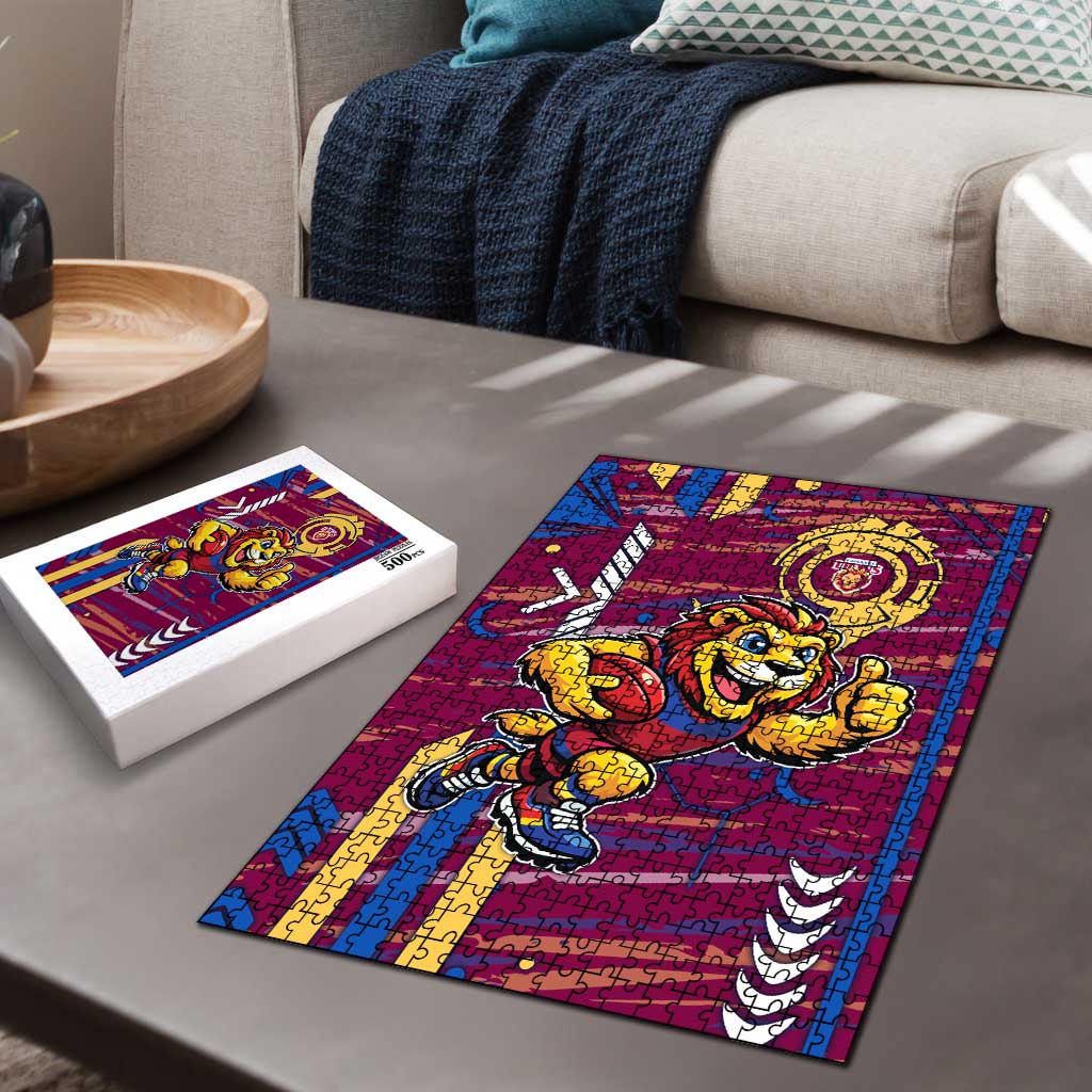 Brisbane Lions Puzzle Mascot Cartoon Football Illustration Style