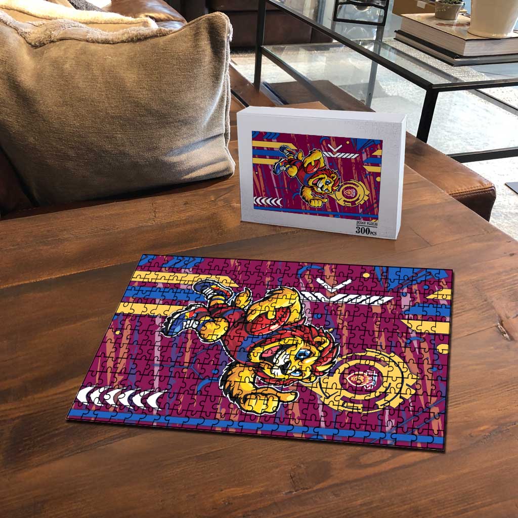 Brisbane Lions Puzzle Mascot Cartoon Football Illustration Style