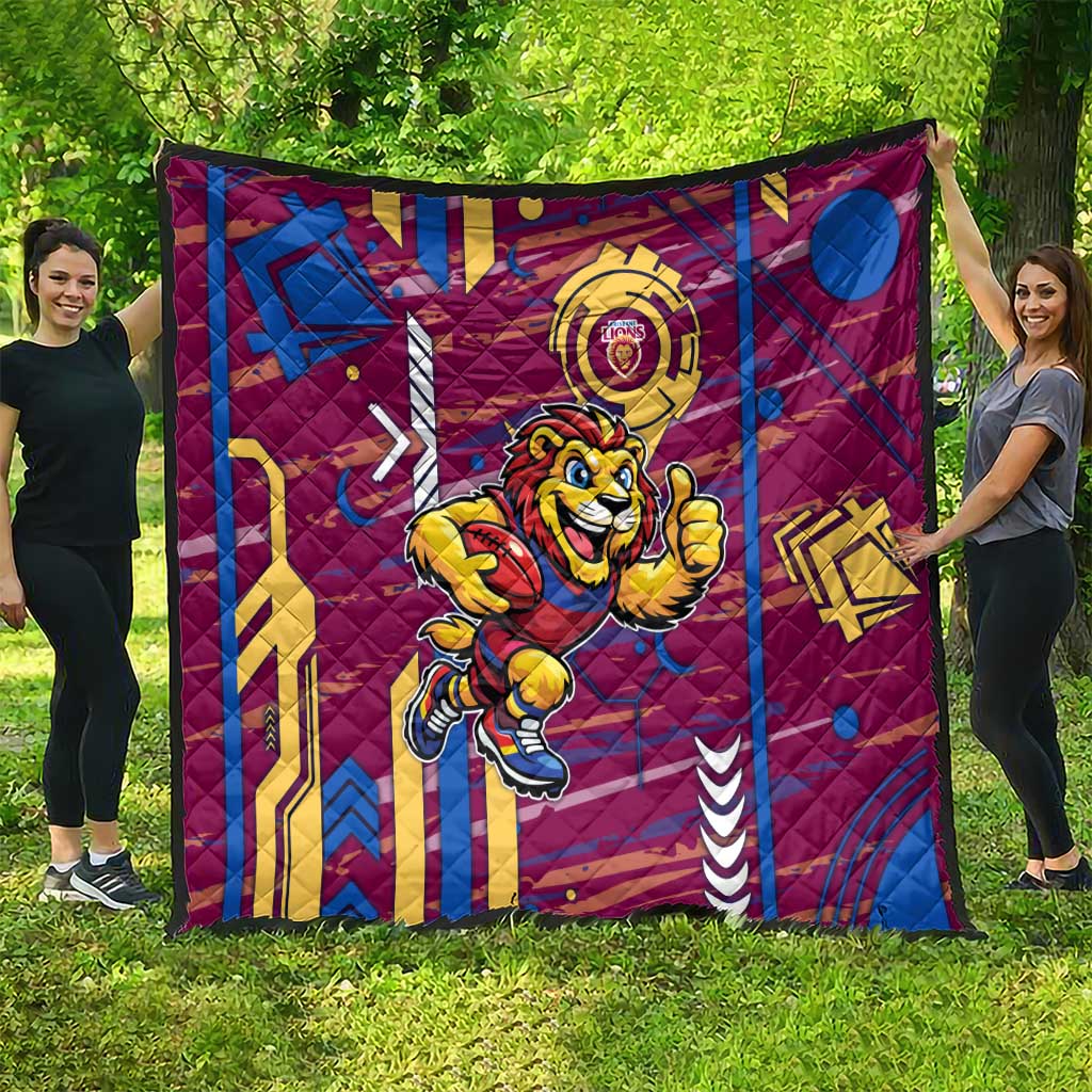 Brisbane Lions Quilt Mascot Cartoon Football Illustration Style