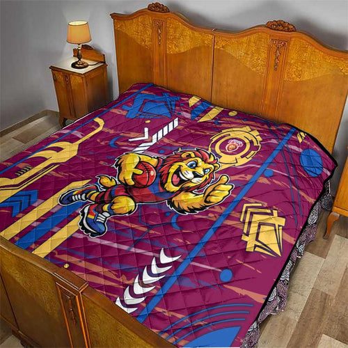 Brisbane Lions Quilt Mascot Cartoon Football Illustration Style
