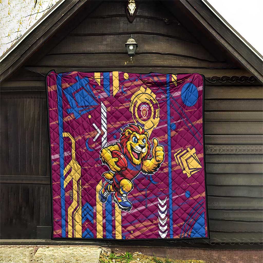Brisbane Lions Quilt Mascot Cartoon Football Illustration Style