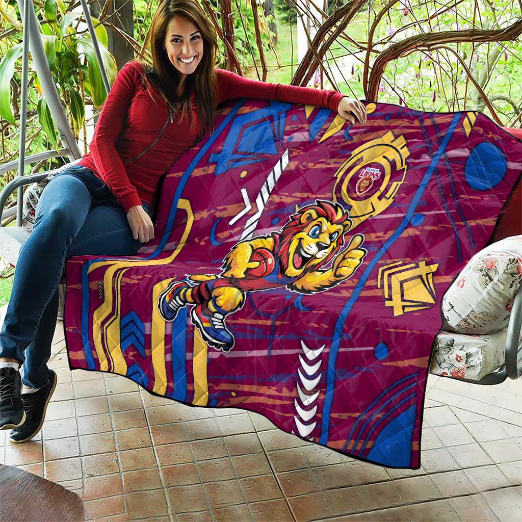 Brisbane Lions Quilt Mascot Cartoon Football Illustration Style