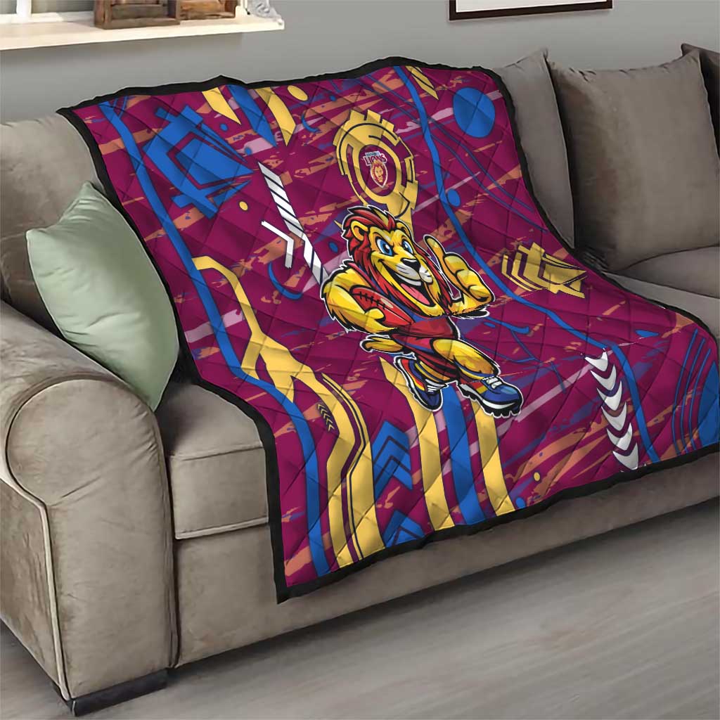 Brisbane Lions Quilt Mascot Cartoon Football Illustration Style