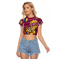 Brisbane Lions Raglan Cropped T Shirt Mascot Cartoon Football Illustration Style