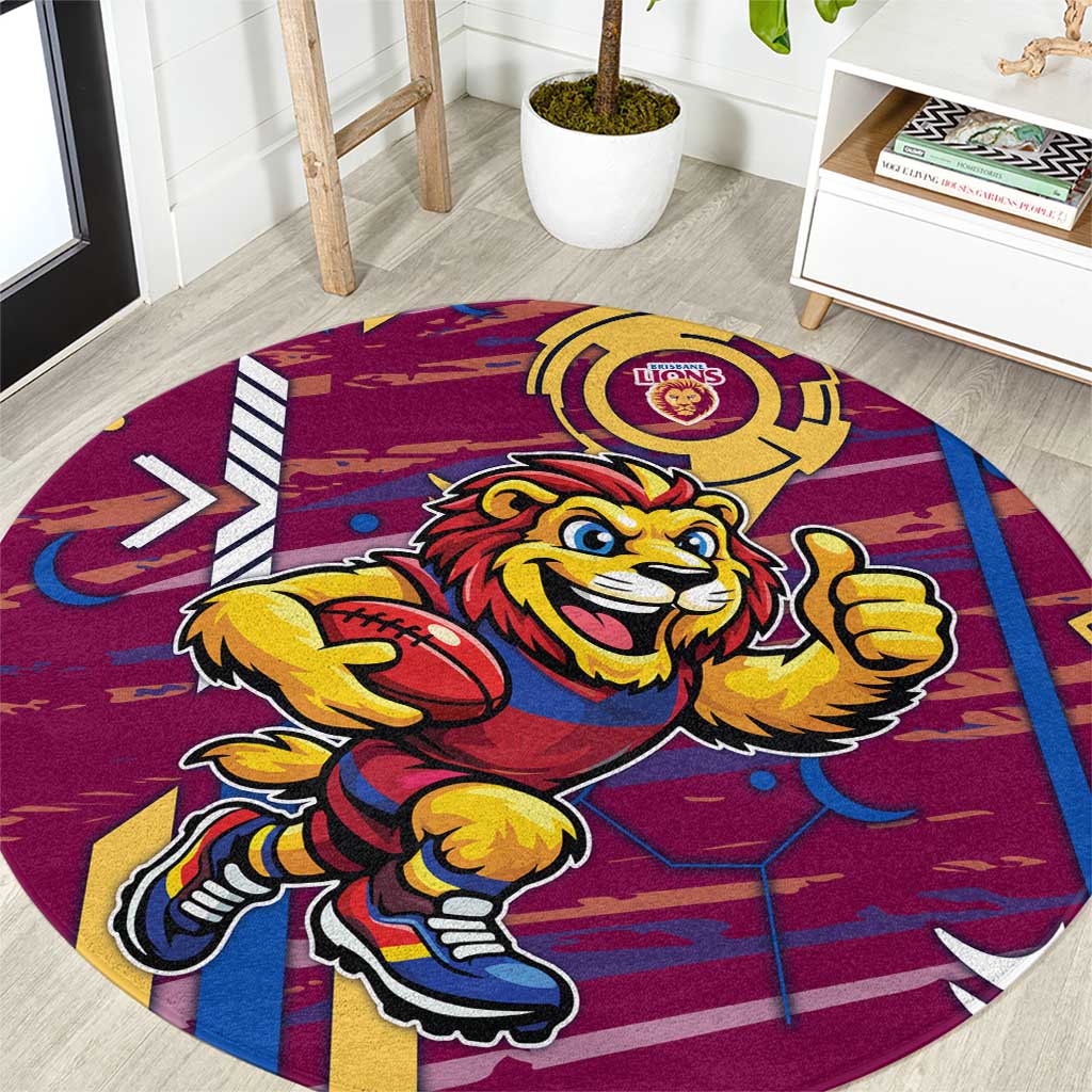 Brisbane Lions Round Carpet Mascot Cartoon Football Illustration Style