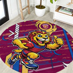 Brisbane Lions Round Carpet Mascot Cartoon Football Illustration Style
