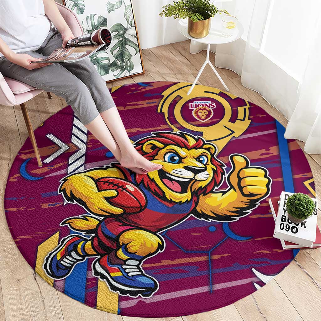 Brisbane Lions Round Carpet Mascot Cartoon Football Illustration Style