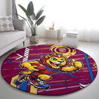 Brisbane Lions Round Carpet Mascot Cartoon Football Illustration Style