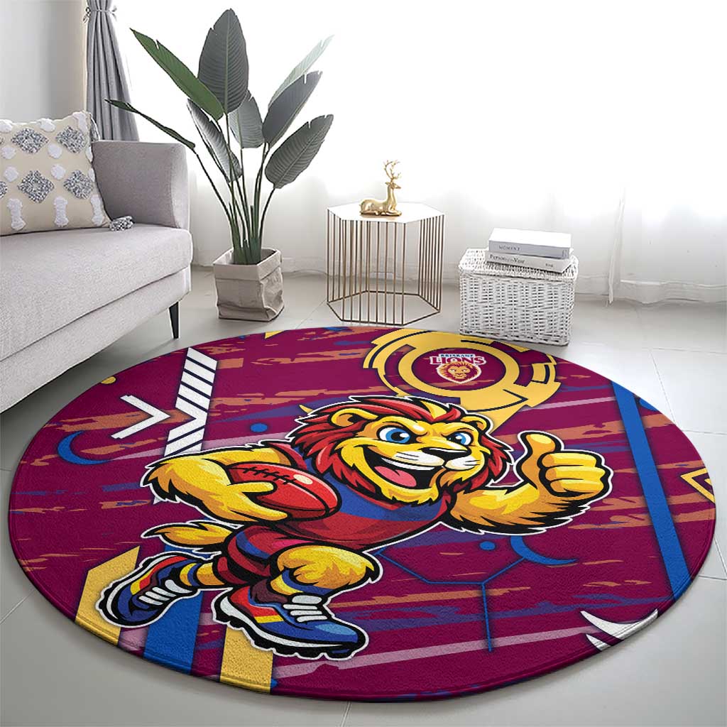 Brisbane Lions Round Carpet Mascot Cartoon Football Illustration Style