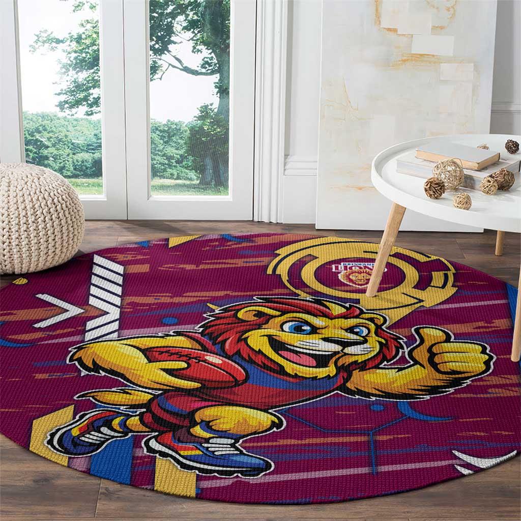 Brisbane Lions Round Carpet Mascot Cartoon Football Illustration Style