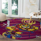 Brisbane Lions Round Carpet Mascot Cartoon Football Illustration Style