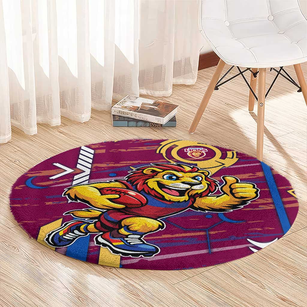 Brisbane Lions Round Carpet Mascot Cartoon Football Illustration Style