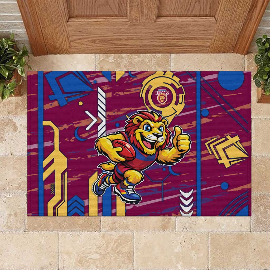 Brisbane Lions Rubber Doormat Mascot Cartoon Football Illustration Style