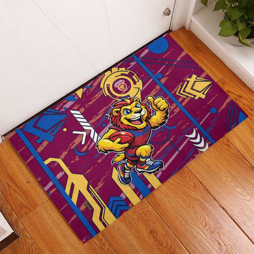 Brisbane Lions Rubber Doormat Mascot Cartoon Football Illustration Style