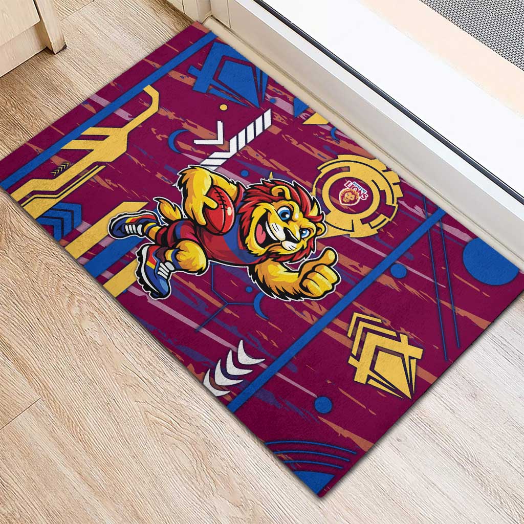 Brisbane Lions Rubber Doormat Mascot Cartoon Football Illustration Style