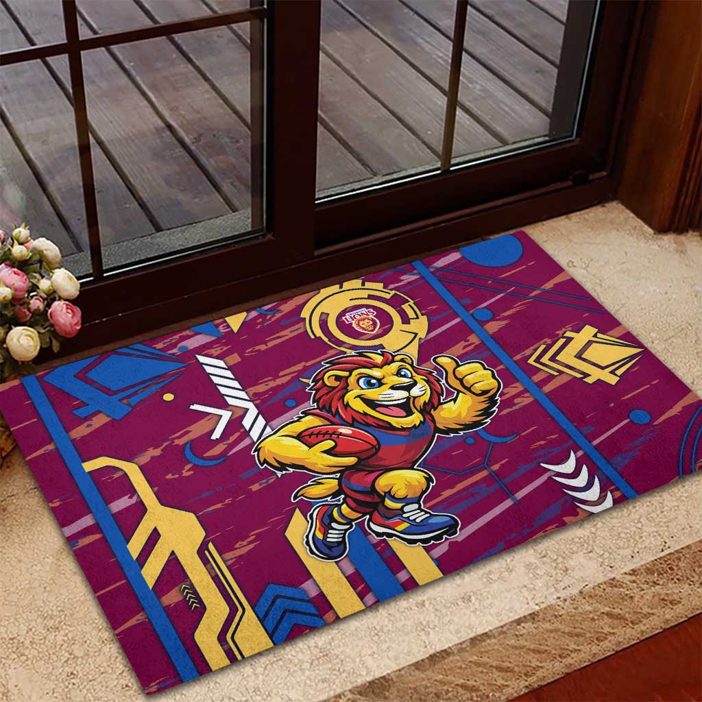 Brisbane Lions Rubber Doormat Mascot Cartoon Football Illustration Style