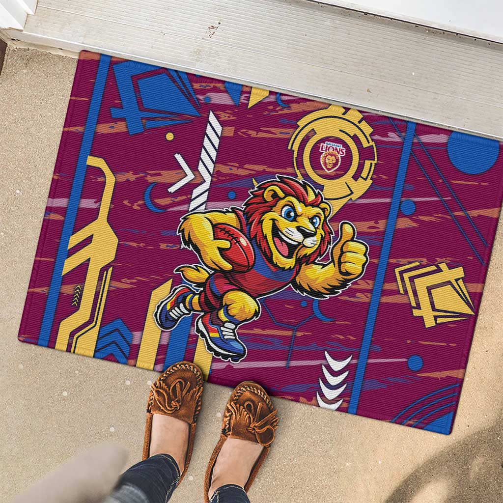 Brisbane Lions Rubber Doormat Mascot Cartoon Football Illustration Style