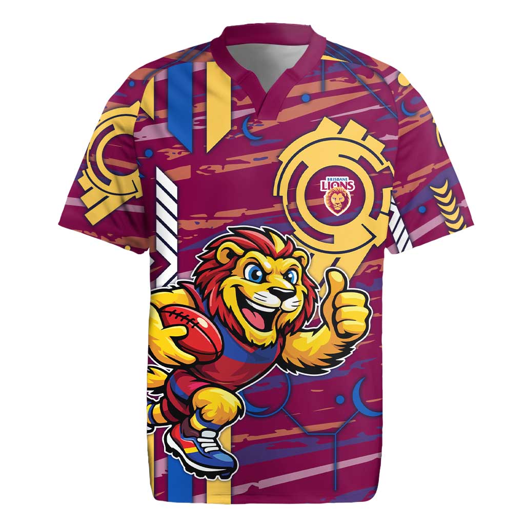 Brisbane Lions Rugby Jersey Mascot Cartoon Football Illustration Style