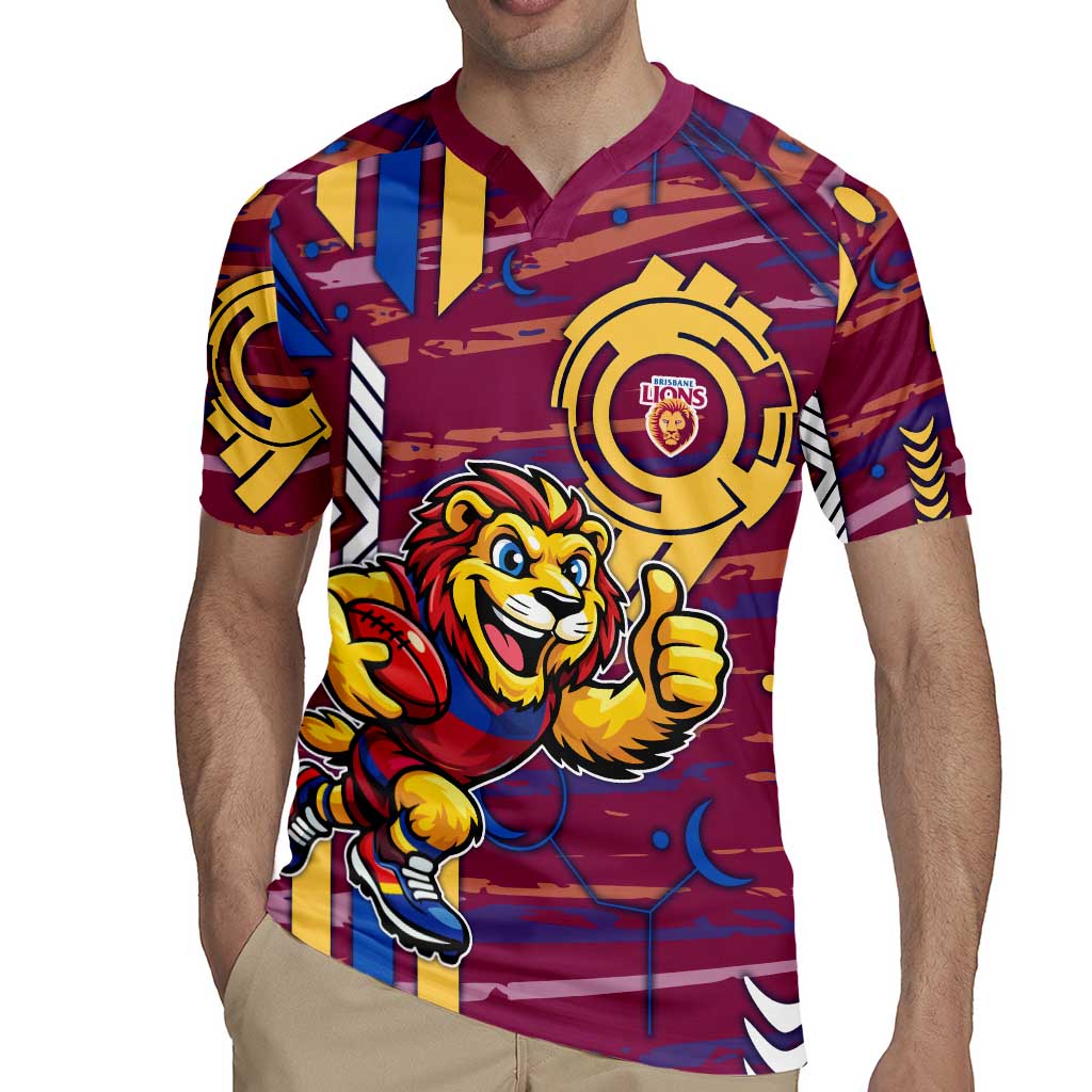 Brisbane Lions Rugby Jersey Mascot Cartoon Football Illustration Style