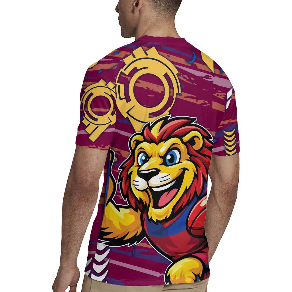 Brisbane Lions Rugby Jersey Mascot Cartoon Football Illustration Style