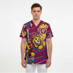 Brisbane Lions Scrub Top Mascot Cartoon Football Illustration Style