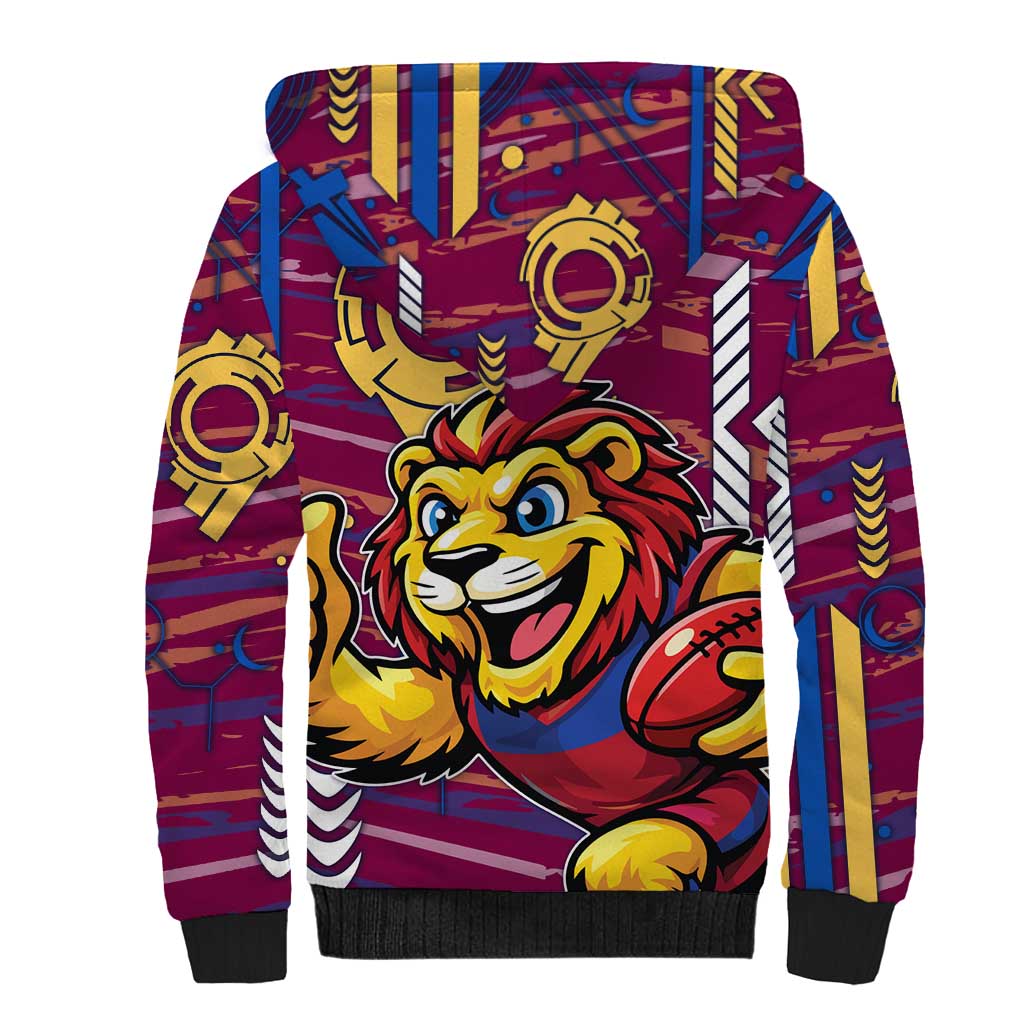 Brisbane Lions Sherpa Hoodie Mascot Cartoon Football Illustration Style