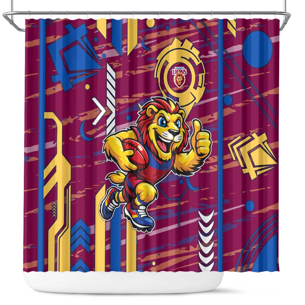 Brisbane Lions Shower Curtain Mascot Cartoon Football Illustration Style