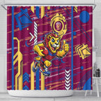 Brisbane Lions Shower Curtain Mascot Cartoon Football Illustration Style