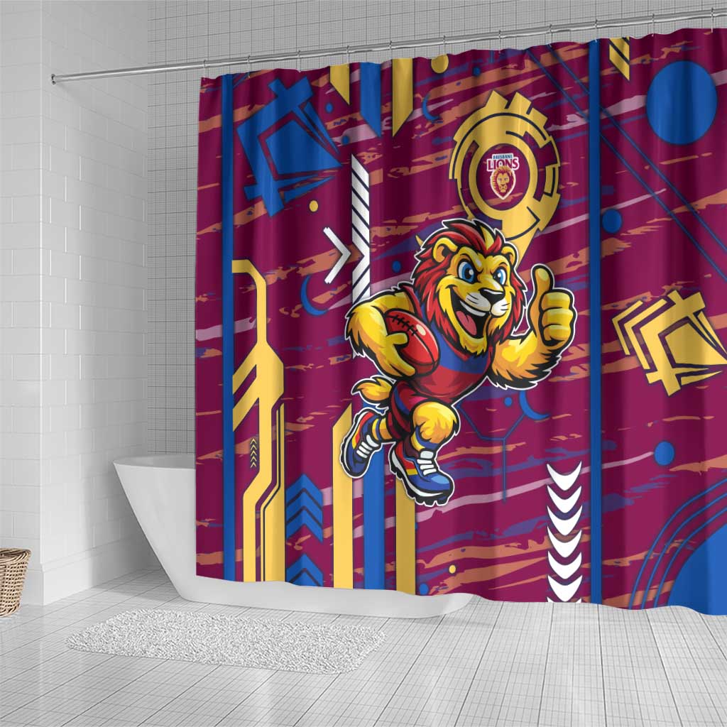 Brisbane Lions Shower Curtain Mascot Cartoon Football Illustration Style