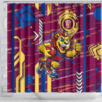 Brisbane Lions Shower Curtain Mascot Cartoon Football Illustration Style