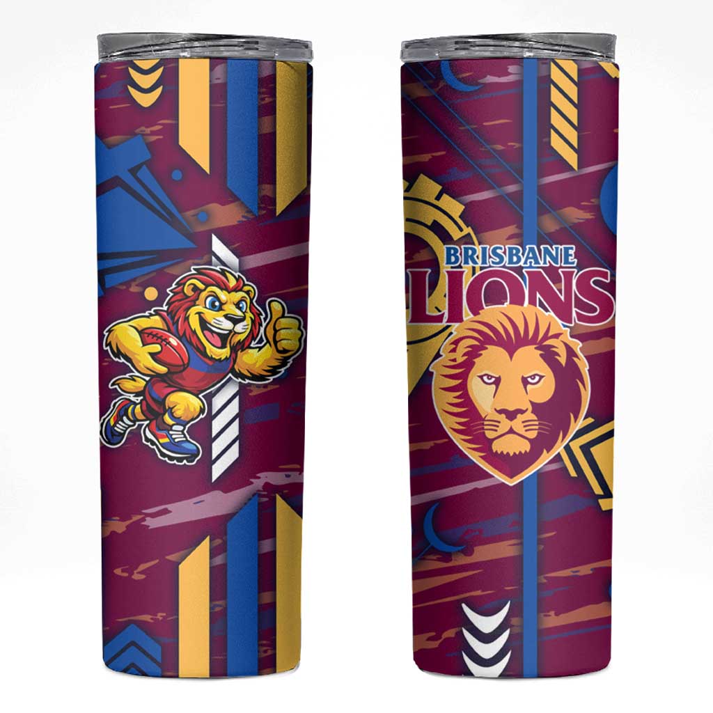 Brisbane Lions Skinny Tumbler Mascot Cartoon Football Illustration Style