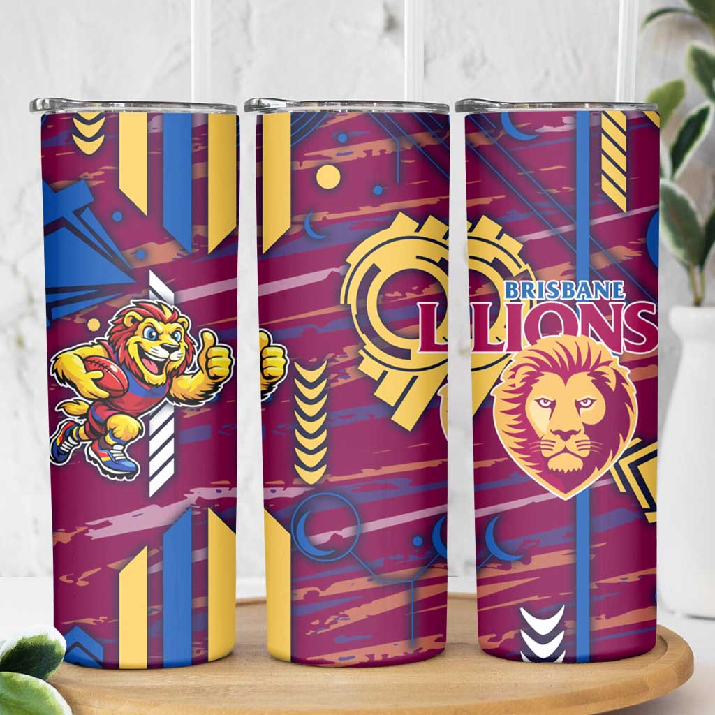 Brisbane Lions Skinny Tumbler Mascot Cartoon Football Illustration Style