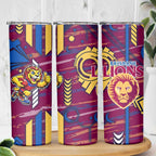 Brisbane Lions Skinny Tumbler Mascot Cartoon Football Illustration Style