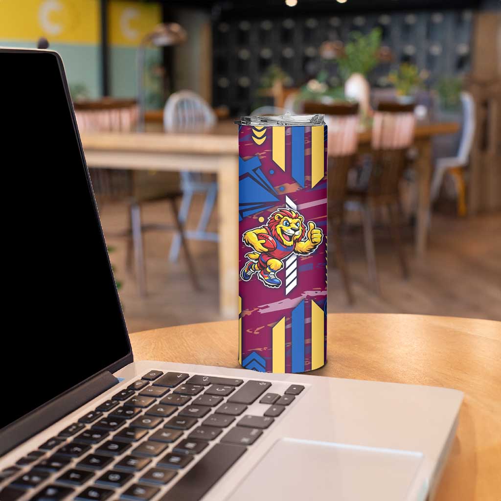 Brisbane Lions Skinny Tumbler Mascot Cartoon Football Illustration Style