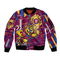 Brisbane Lions Sleeve Zip Bomber Jacket Mascot Cartoon Football Illustration Style